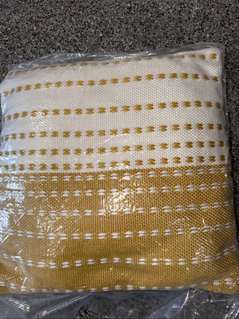 Cream and Gold Woven Stripe Accent Pillow